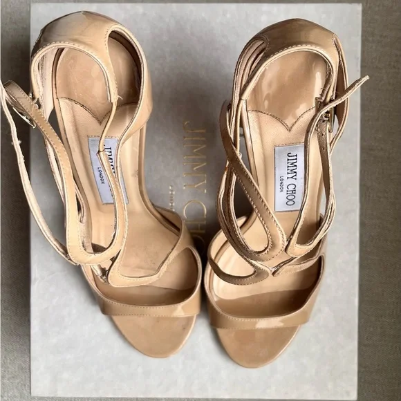 Jimmy Choo Ivette Nude 37.5 - Picture 1 of 7